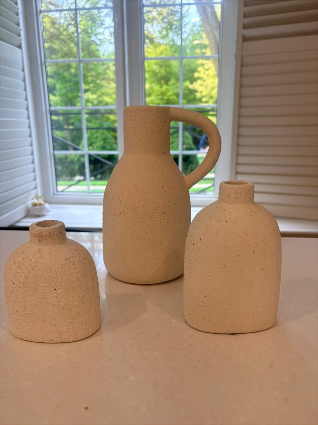 Set of 3 Textured Ceramic Vases - Wabi Sabi