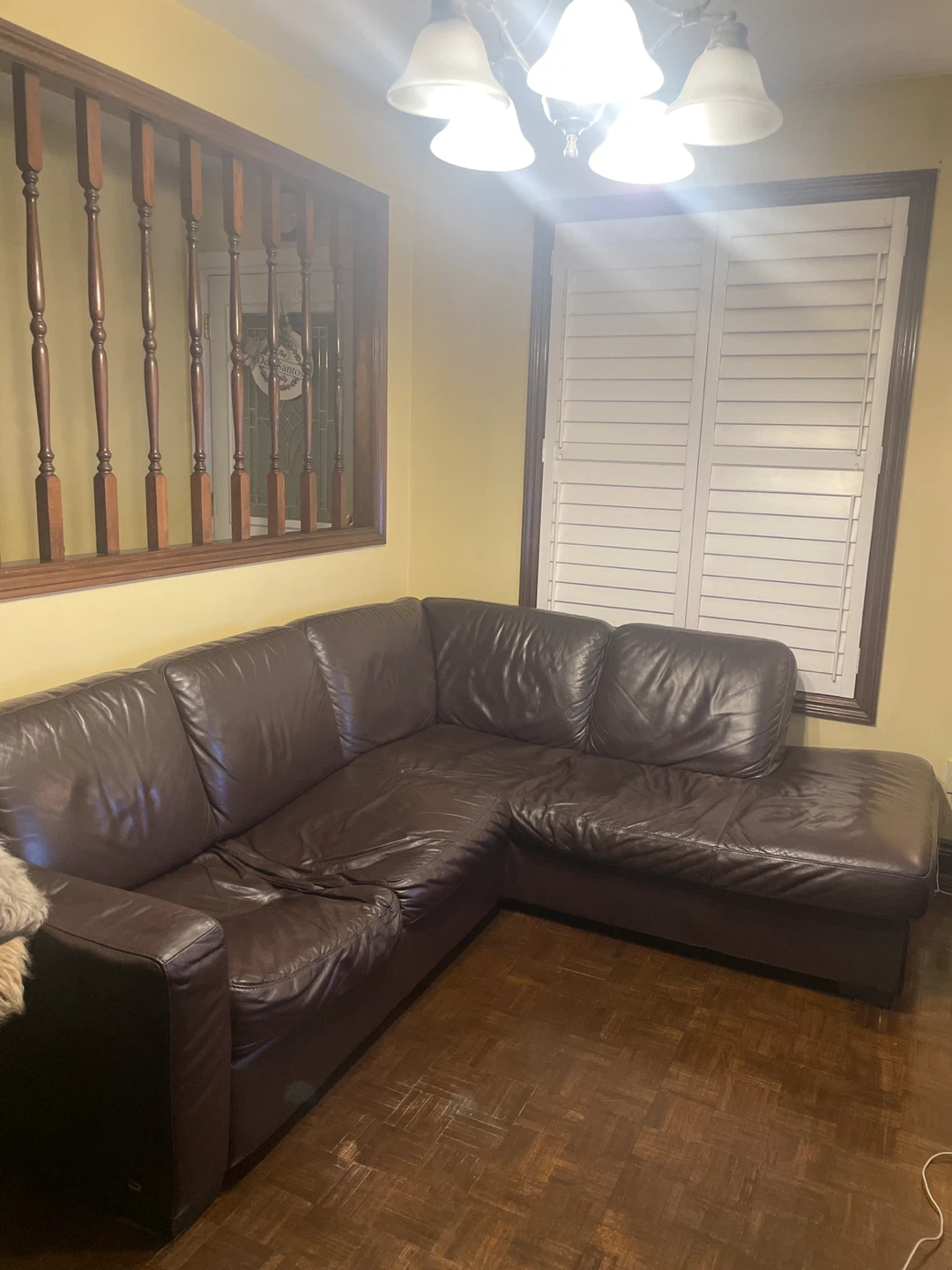 Dark Brown Leather Sectional Sofa