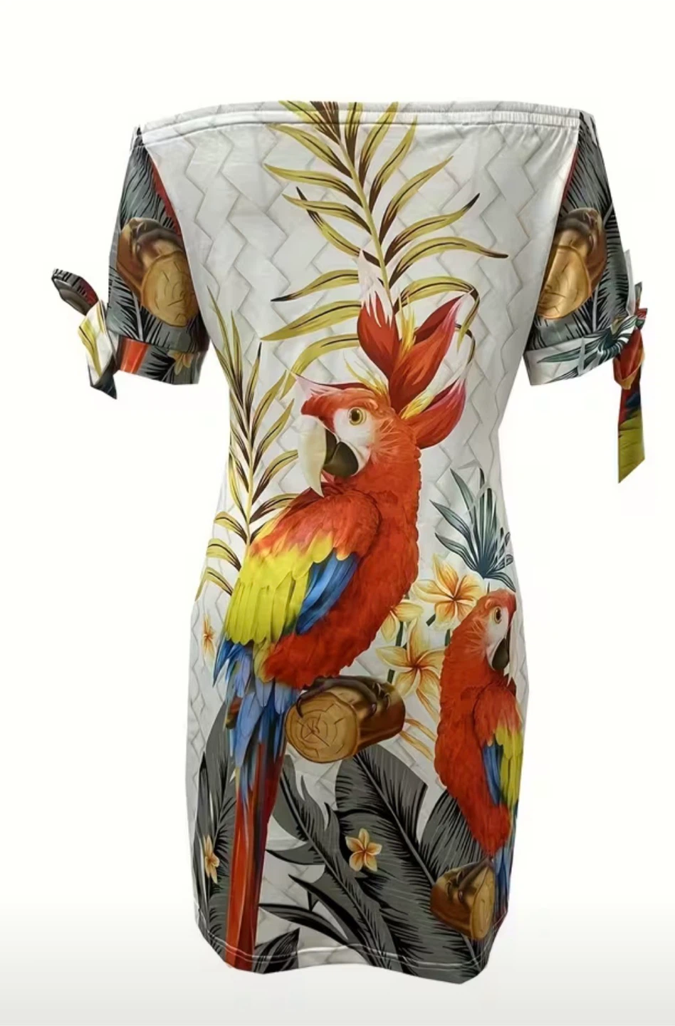 Parrot Print Off-Shoulder Dress - photo 2