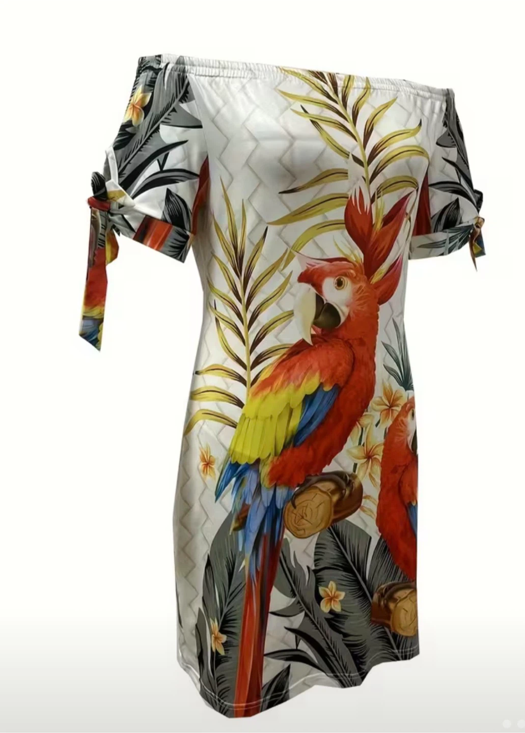 Parrot Print Off-Shoulder Dress - photo 3