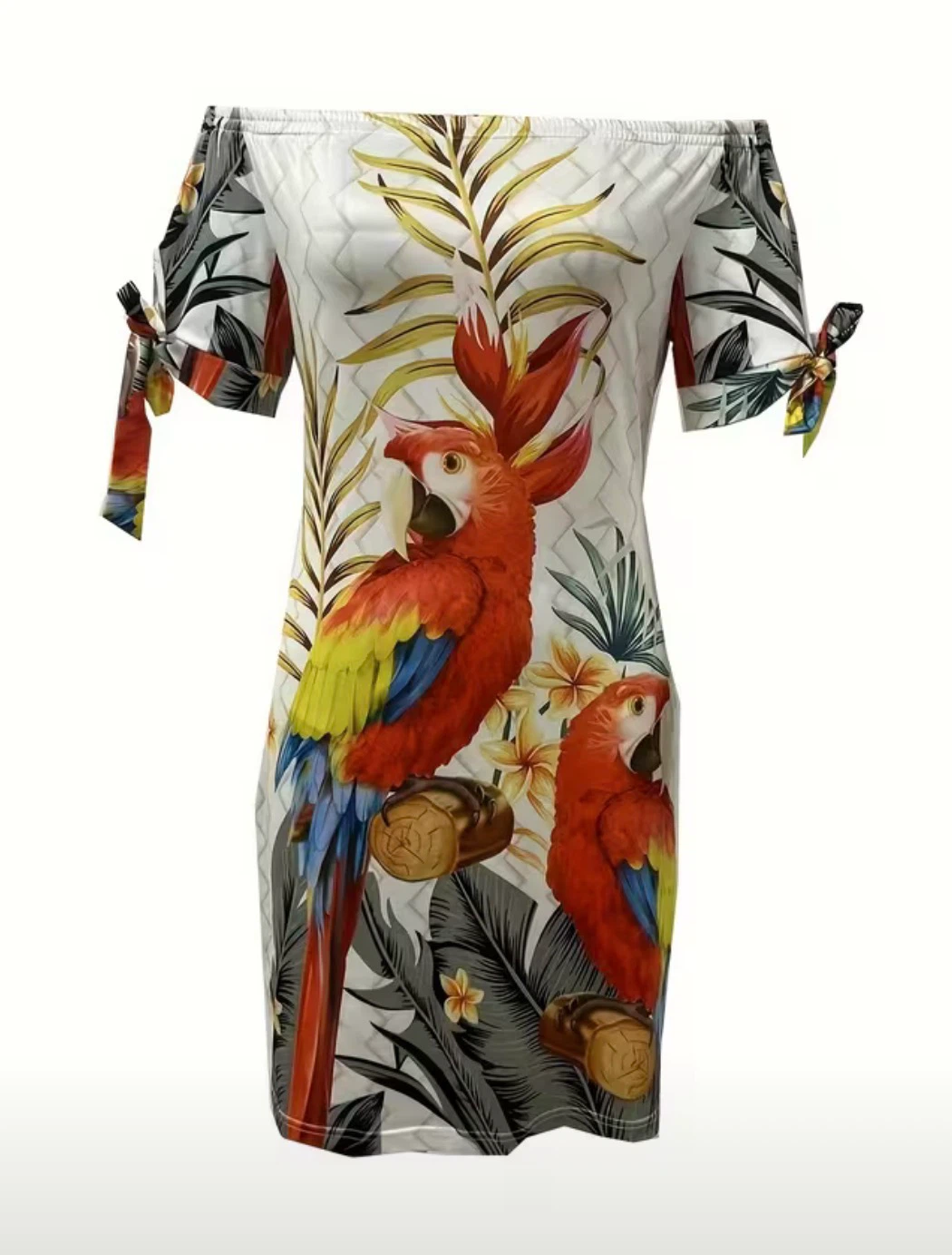 Parrot Print Off-Shoulder Dress - photo 4