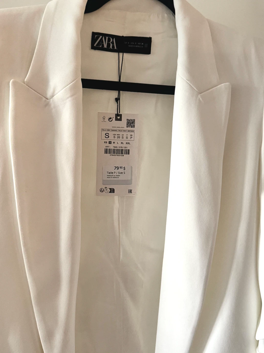 Zara Tailored Blazer - White - Size S - photo 2
