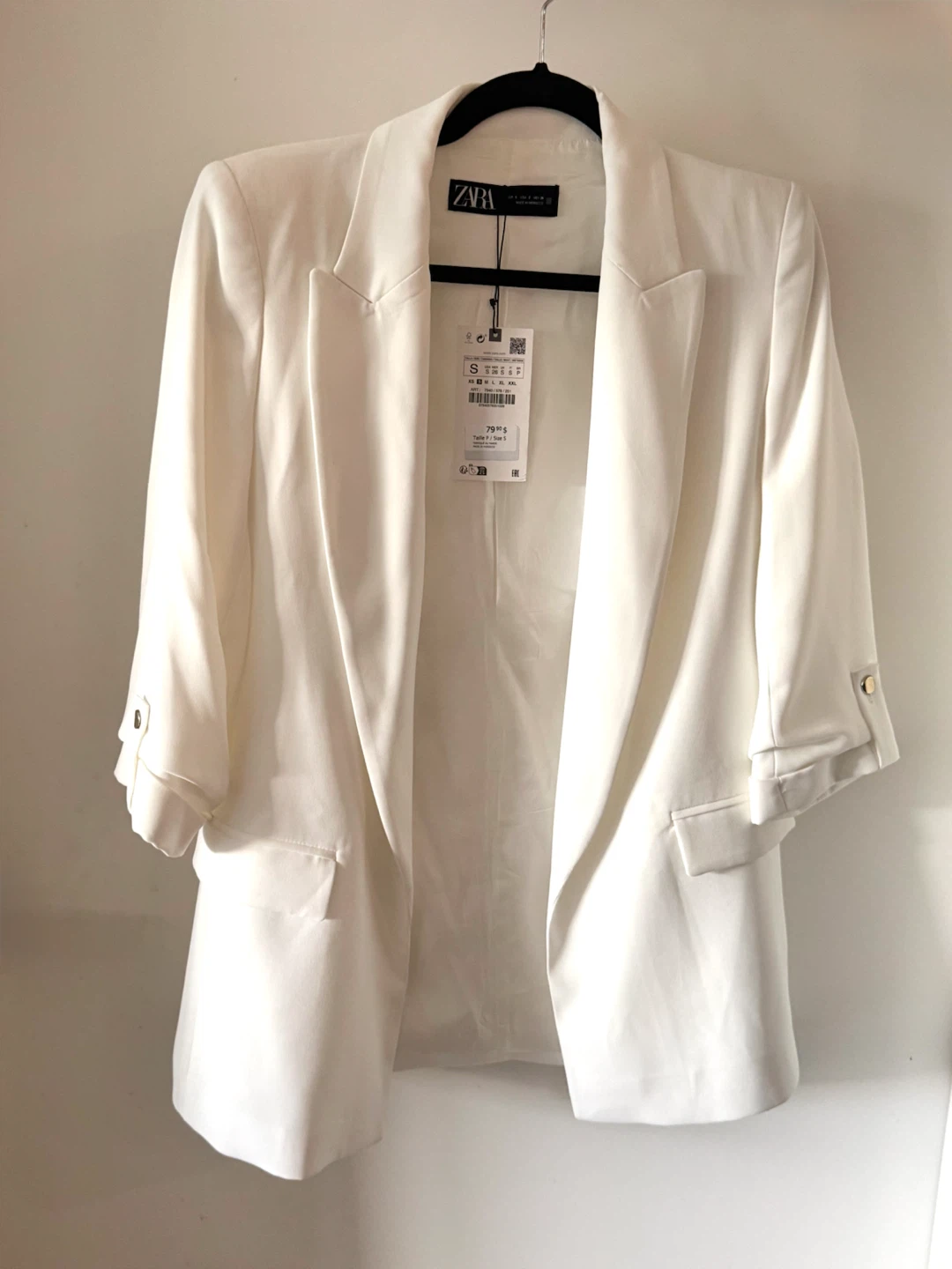 Zara Tailored Blazer - White - Size S - photo 4