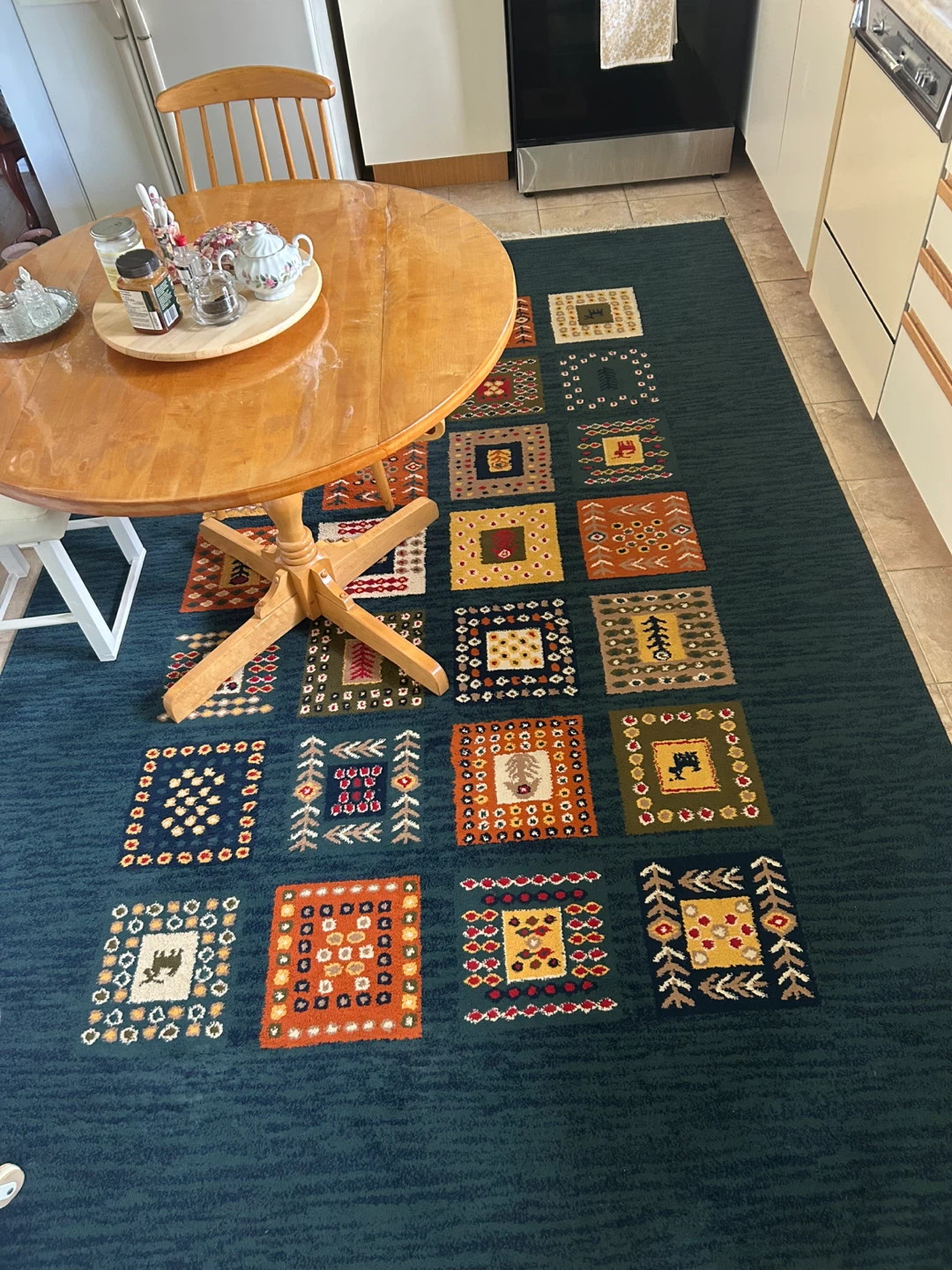 Iranian acrylic Dark Teal Geometric Pattern Area Rug