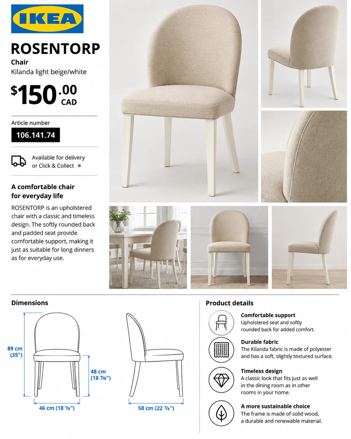 IKEA SALTSJÖBADEN Sofa and two ROSENTORP chairs - photo 5