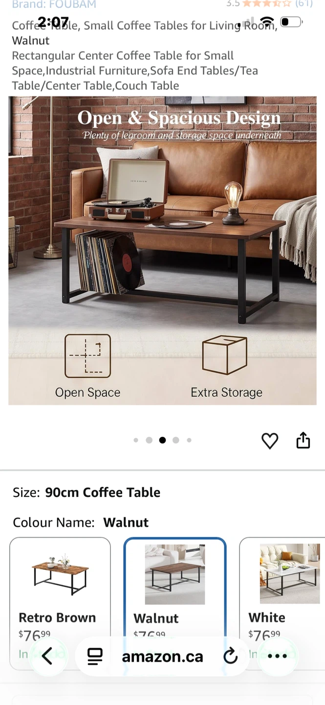 New out of box! FOUBAM Walnut Coffee Table - photo 4