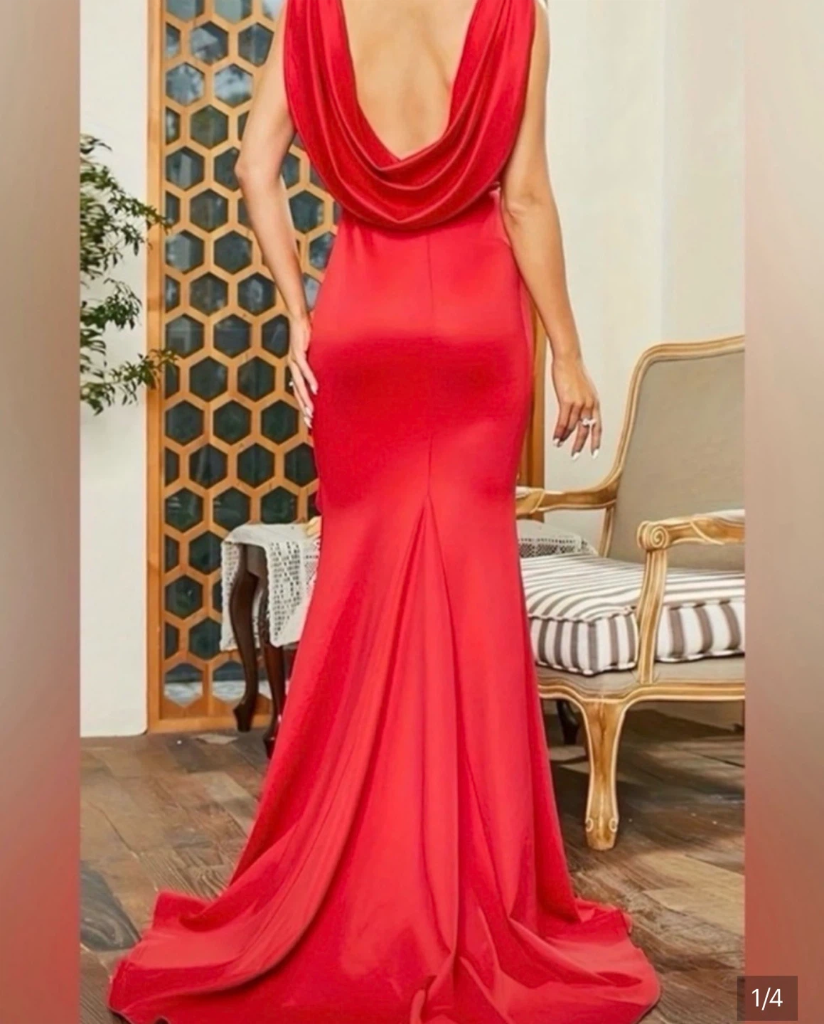 Red Sleeveless Ruffle Mermaid Dress