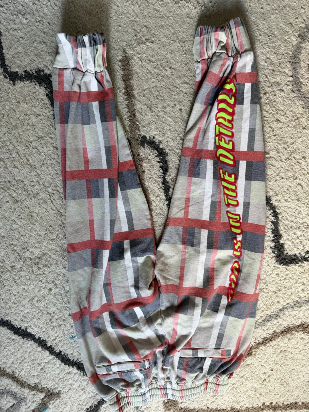 Plaid Joggers with Graphic Detail - photo 2