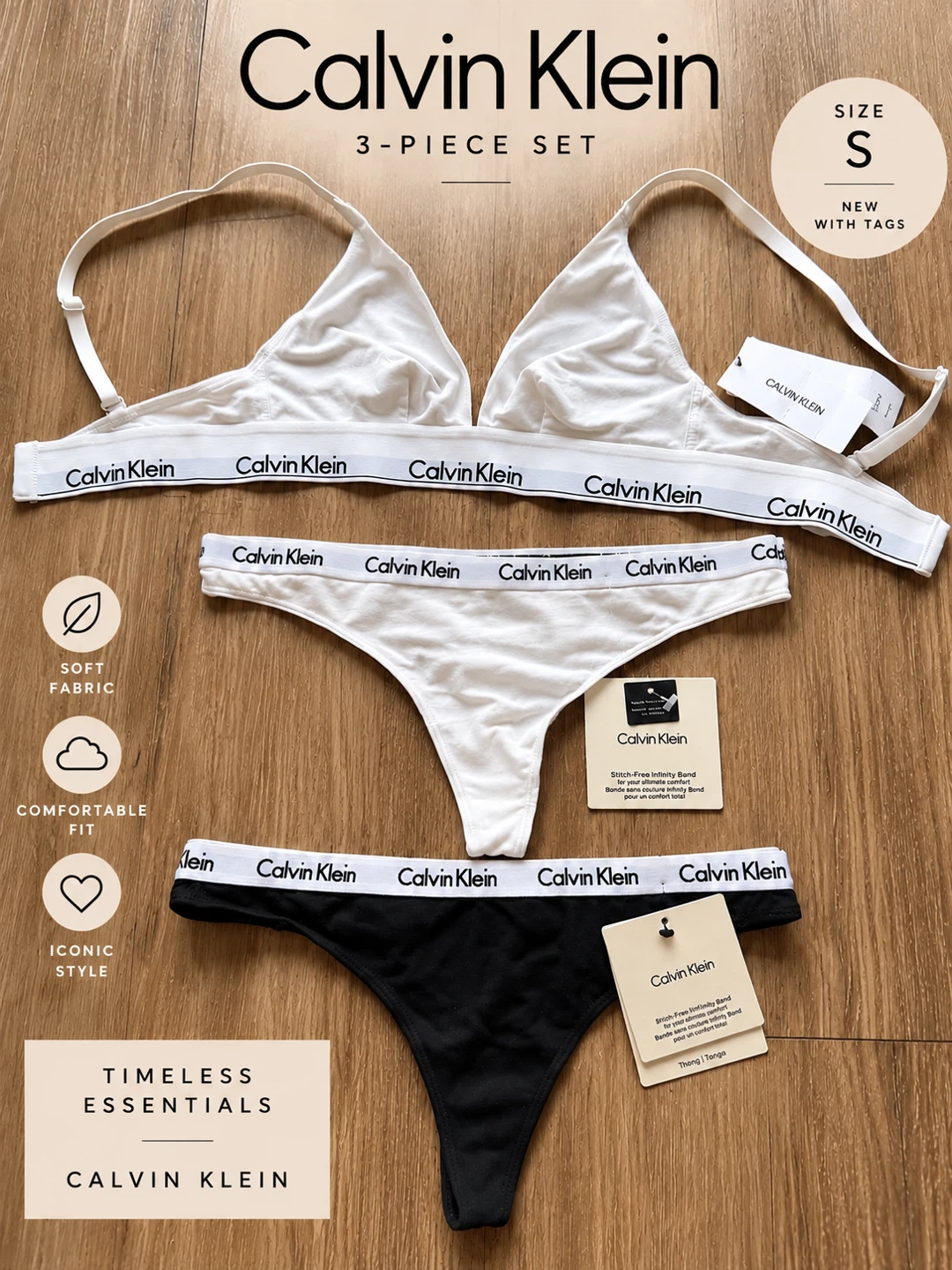 Calvin Klein 3Piece Underwear Set Size S New With Tags
