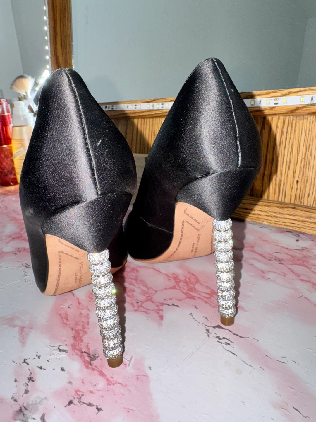 Sophia Webster Black Satin Crystal Heels - photo 3
