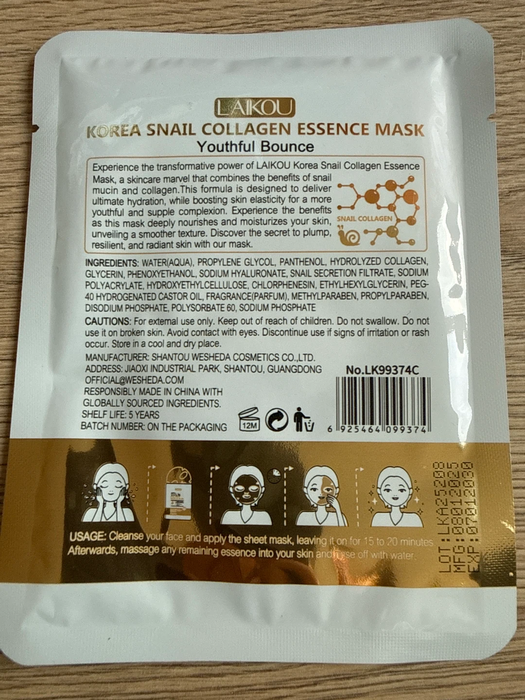 Laikou Korea Snail Collagen Essence Mask - photo 3