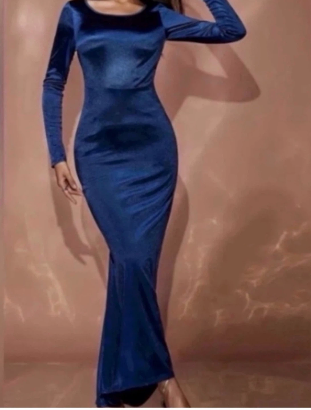 Navy Blue Velvet Maxi Dress - photo 2