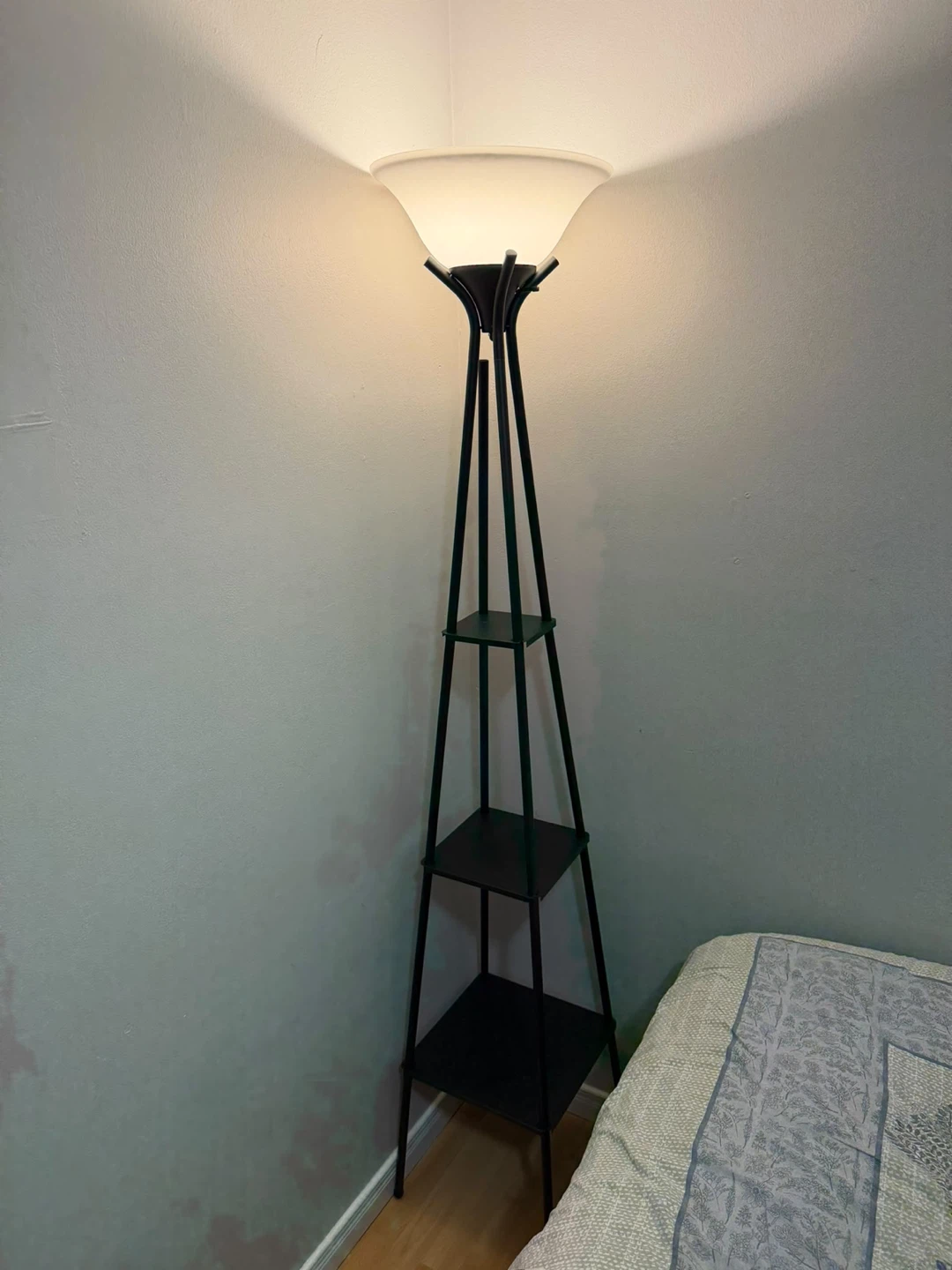 Black Floor Lamp with Shelves