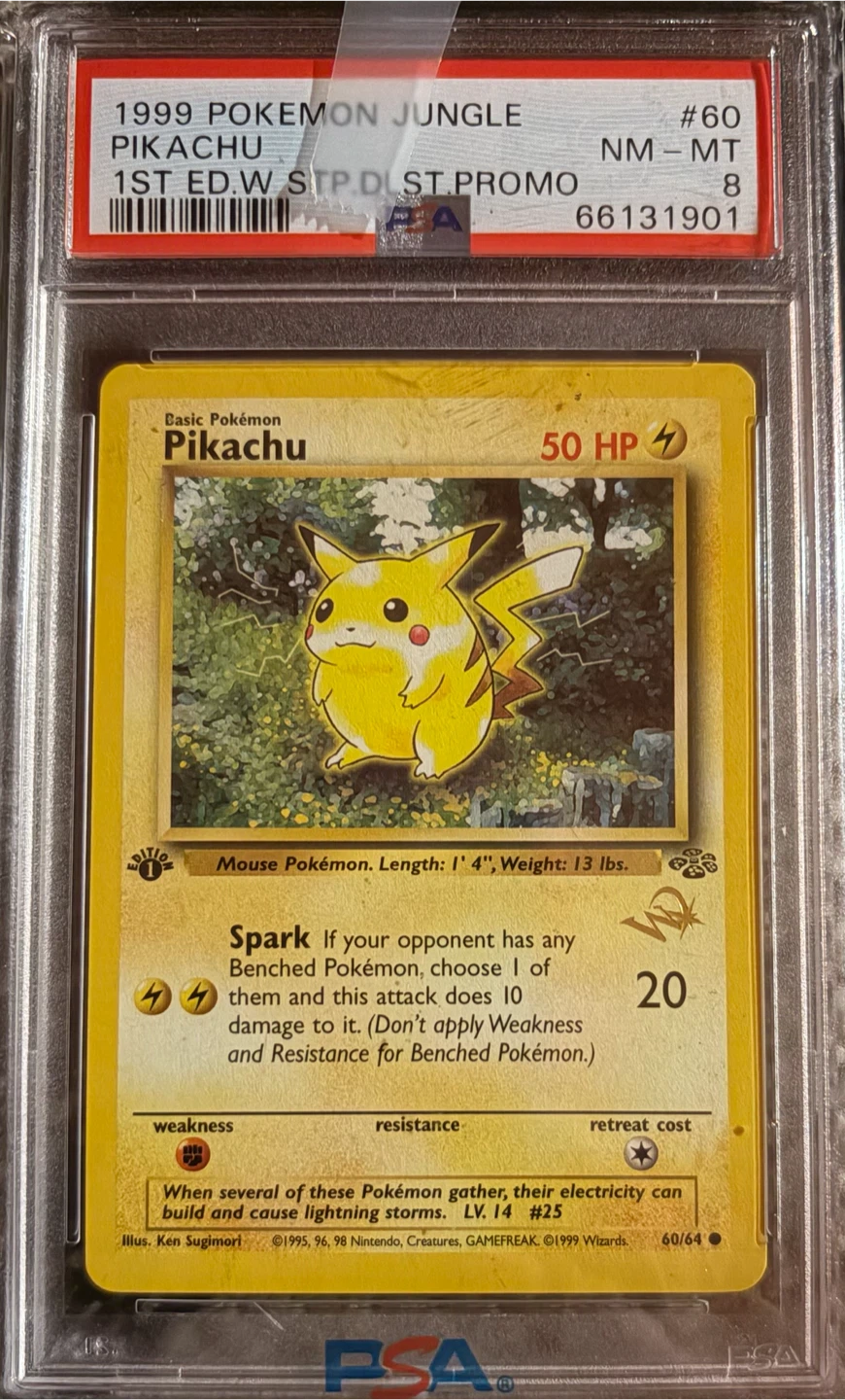 1999 Pokemon Jungle 1st Edition W Stamp Pikachu PSA 8