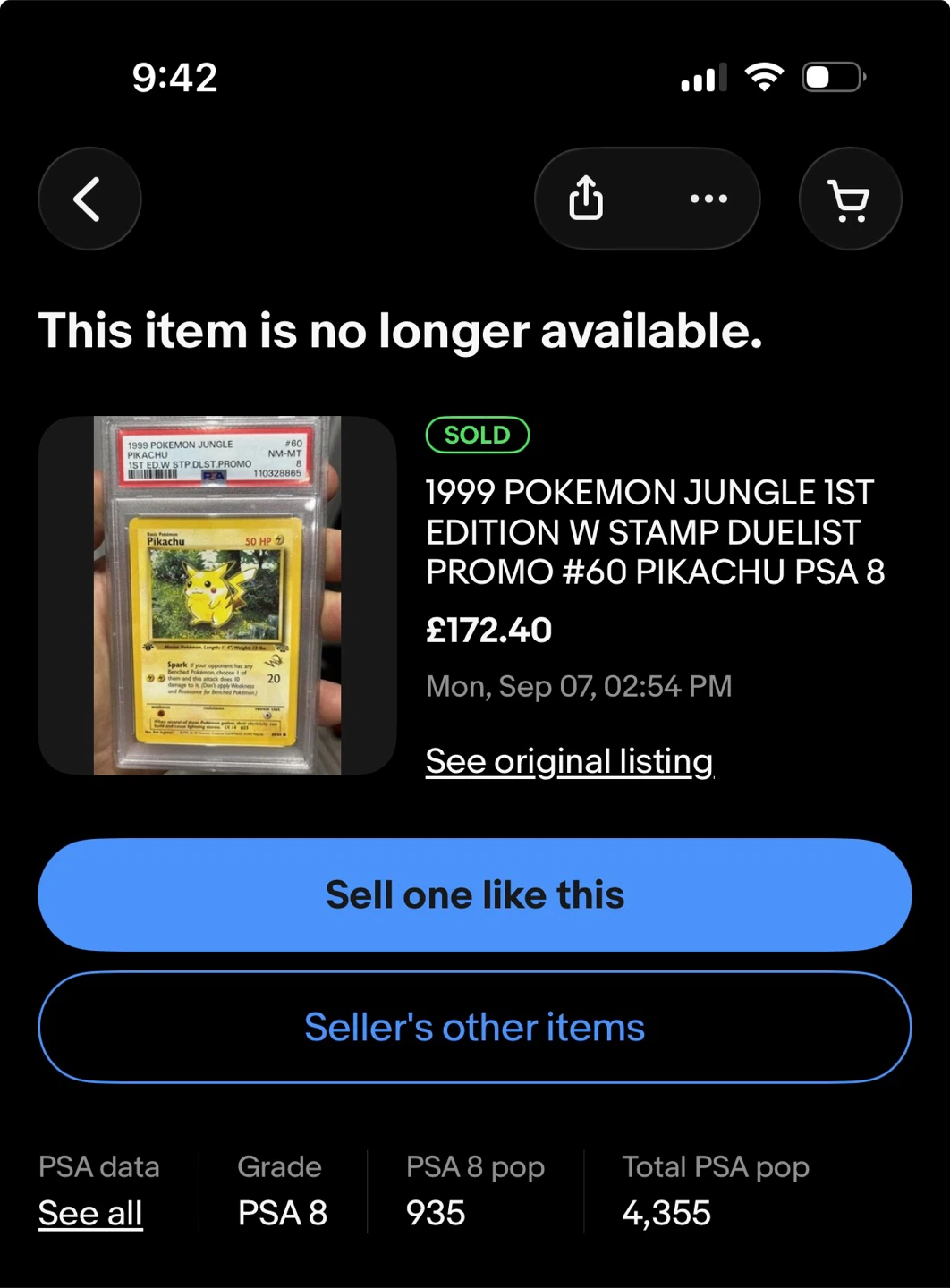 1999 Pokemon Jungle 1st Edition W Stamp Pikachu PSA 8 - photo 5