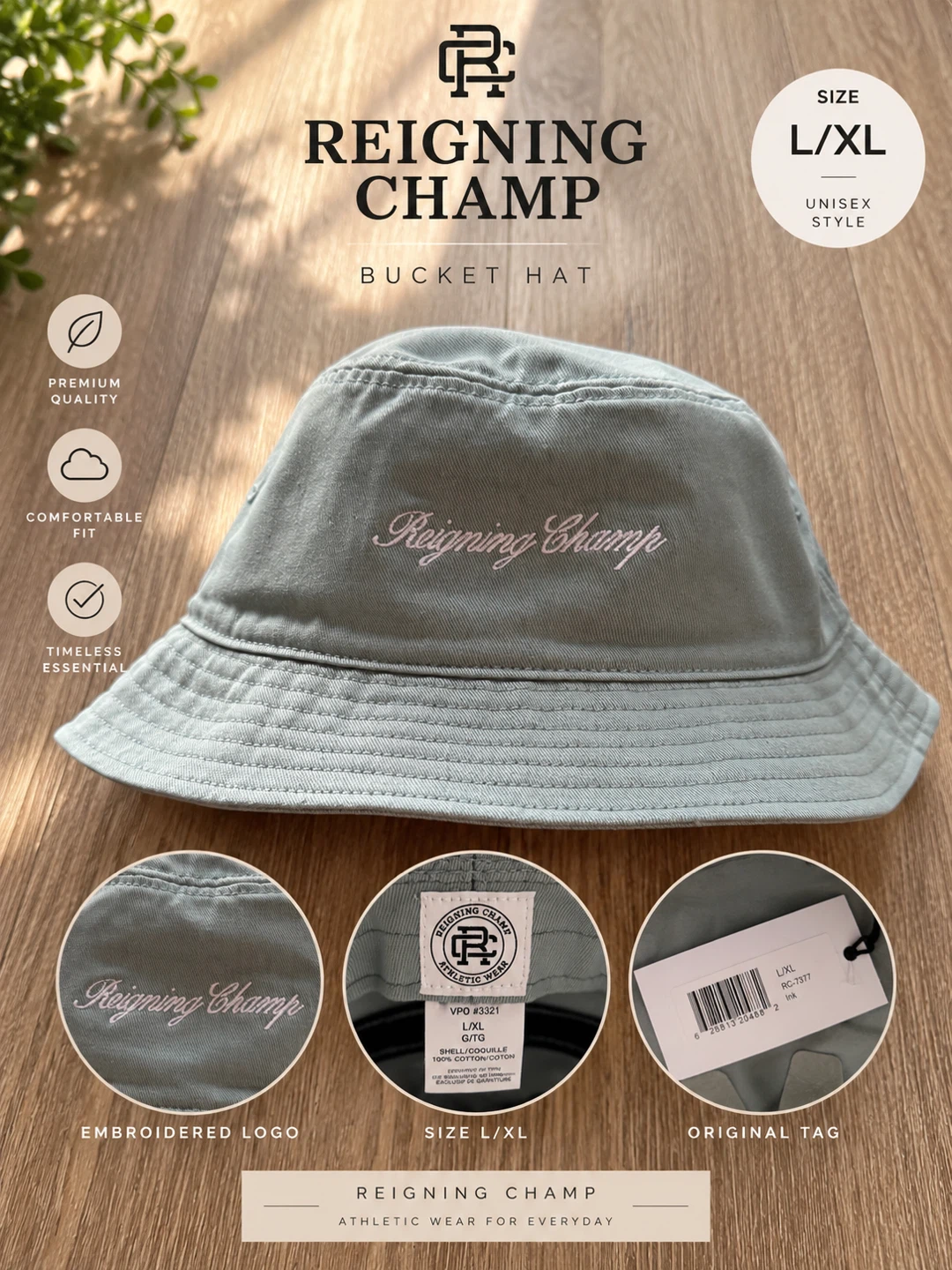 Reigning Champ Script Series Bucket Hat – L/XL – New With Tags