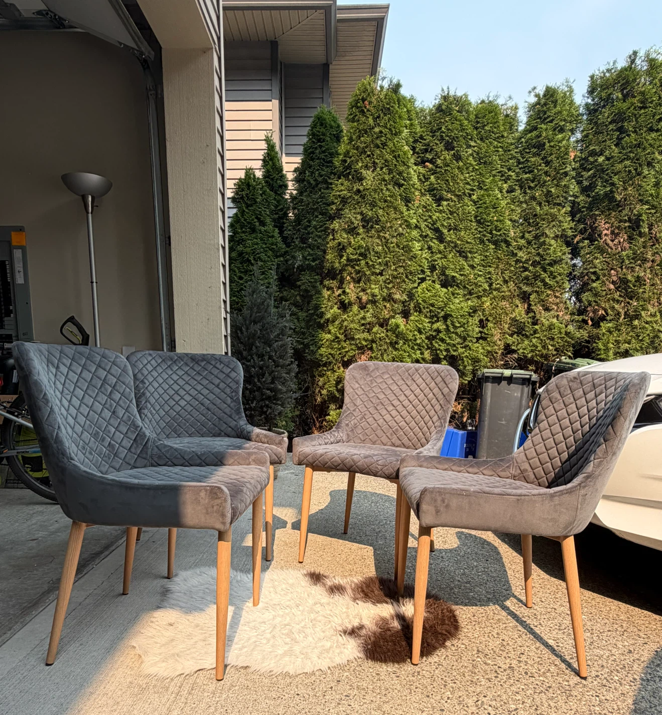 Dining table and 4 velvet chairs