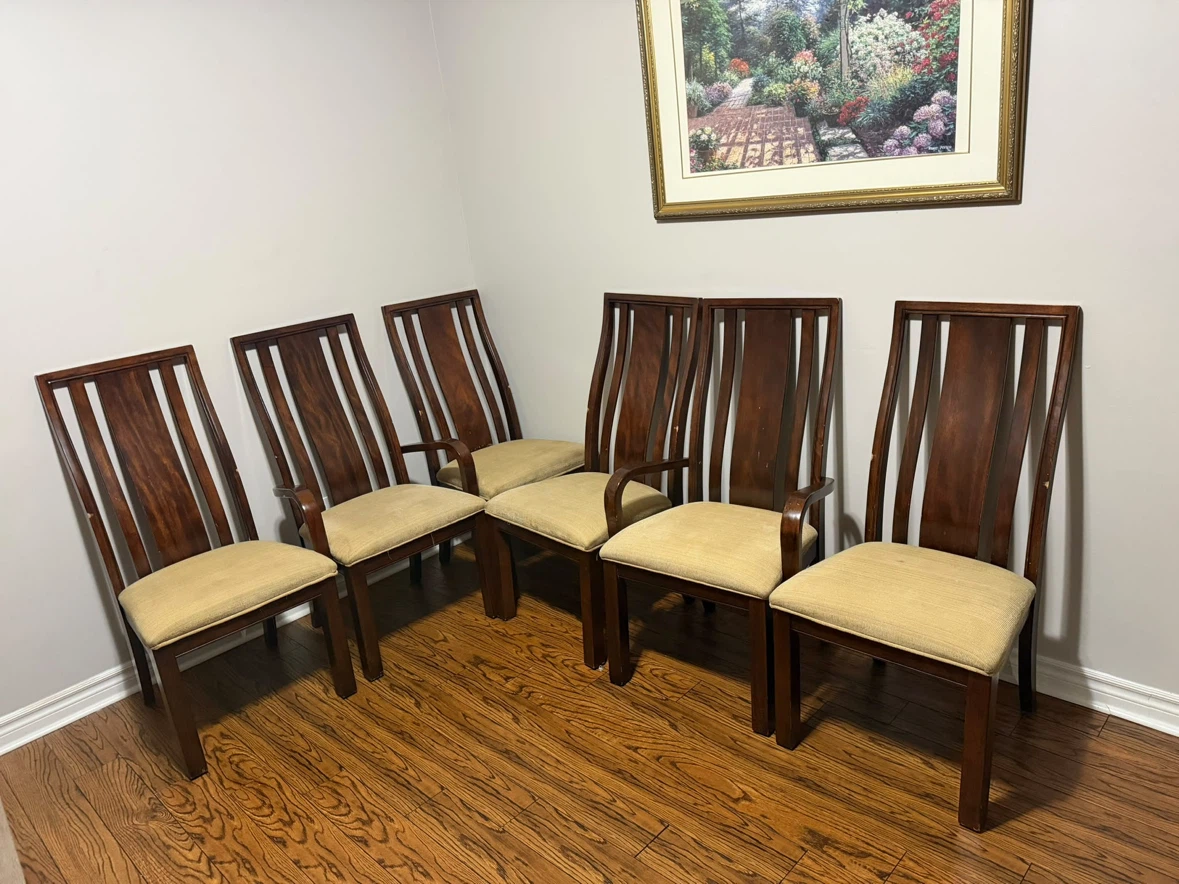 Set of 6 Wooden Dining Chairs