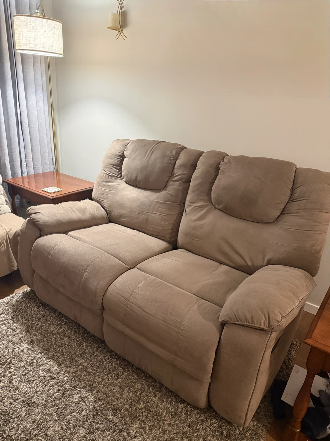 Two-Seater Brown Reclining Loveseat $100