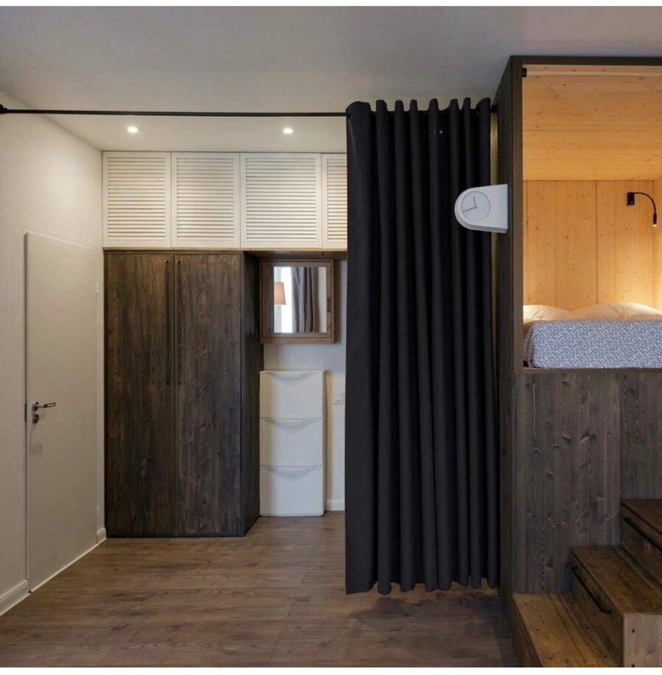 Black Room Divider Curtain with Tension Rod