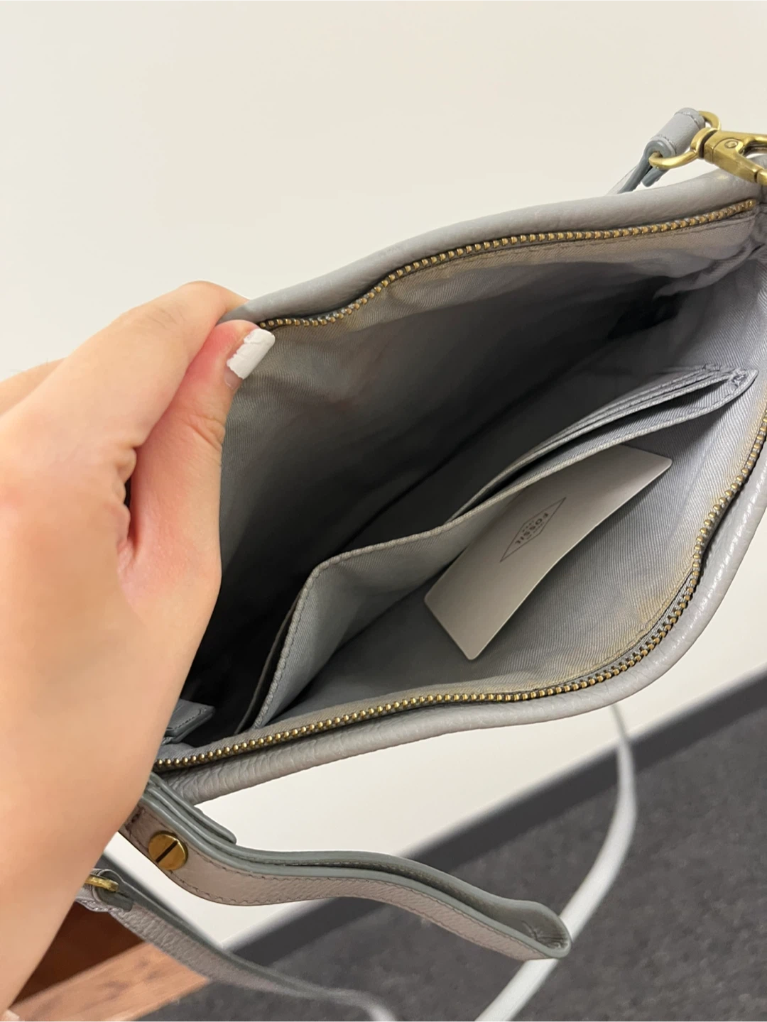 Fossil Grey Leather Crossbody Bag - photo 5