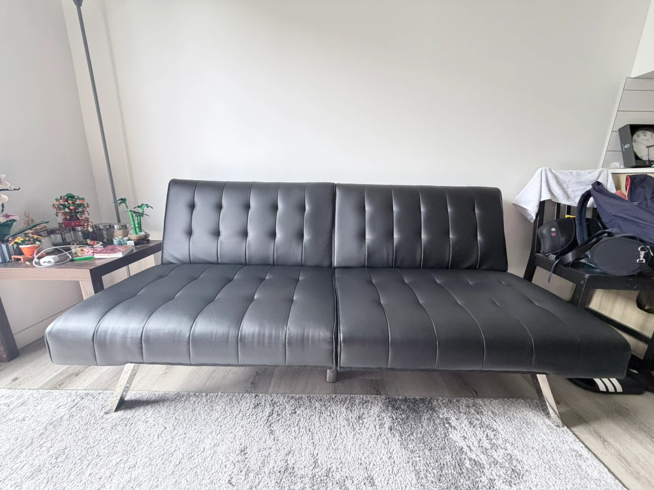 Black Faux Leather Futon Sofa Bed