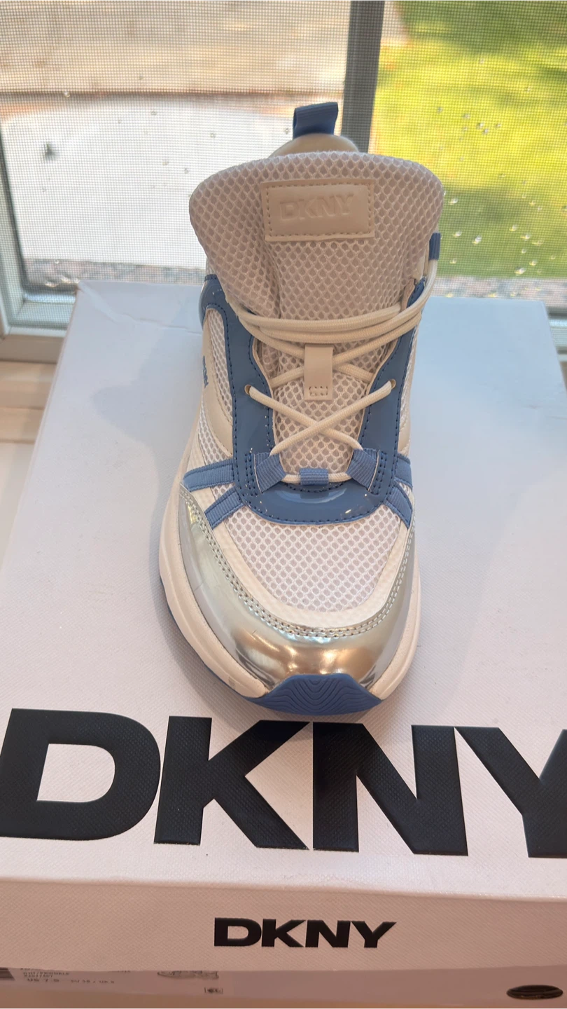 DKNY Juna Lace Up Sneakers White and Blue - photo 3