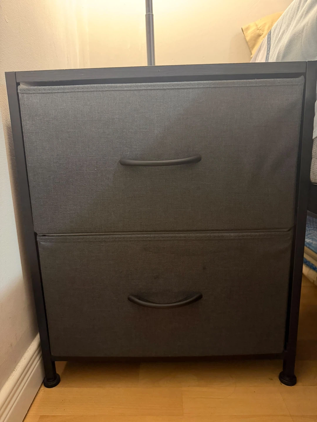 Two-Drawer Nightstand with Fabric Drawers