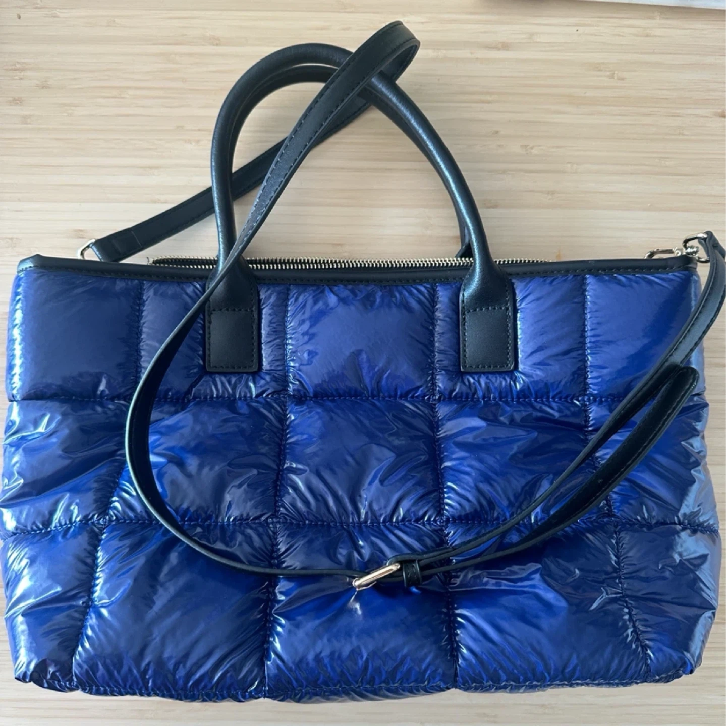 Quilted Navy Blue Tote Bag