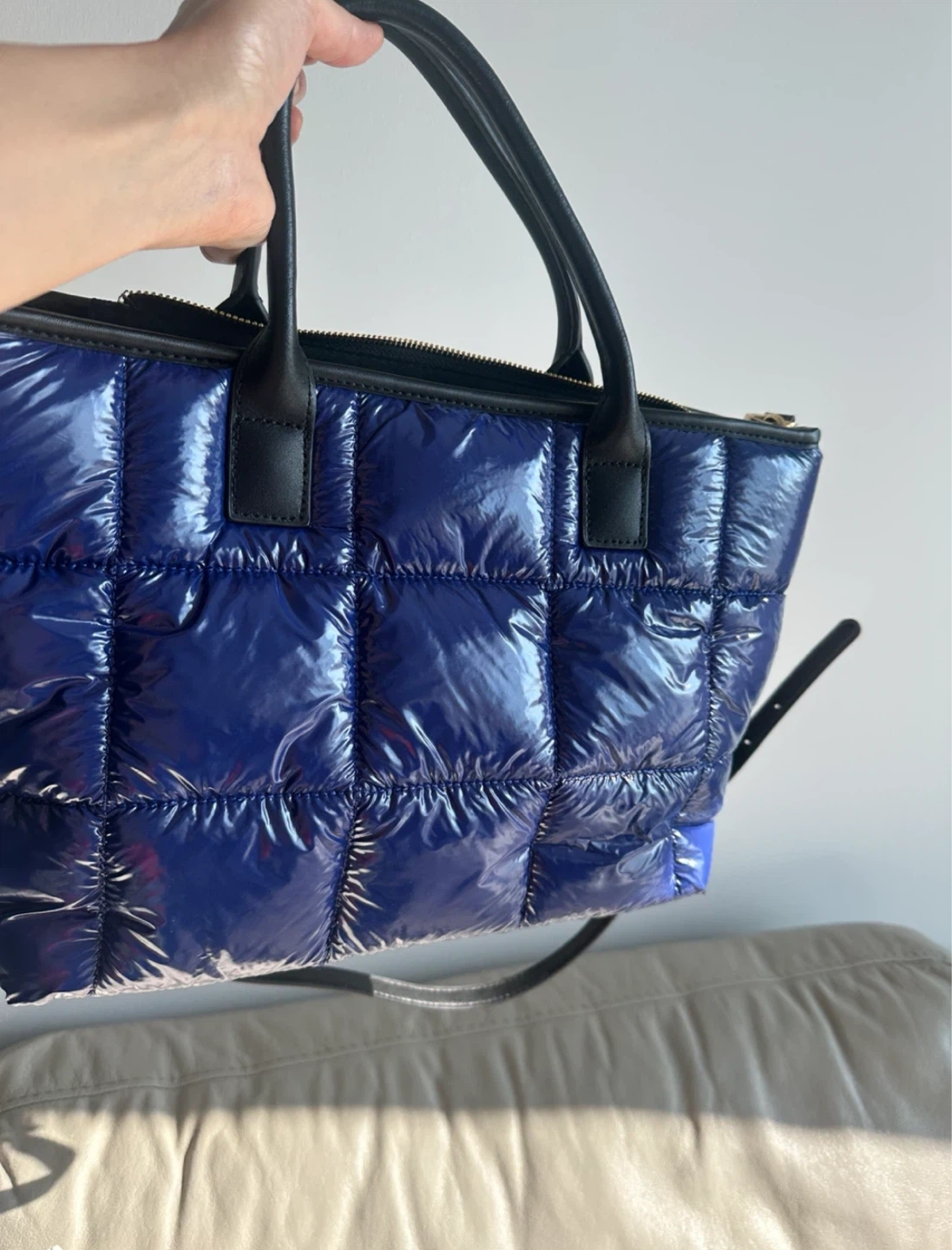 Quilted Navy Blue Tote Bag - photo 2
