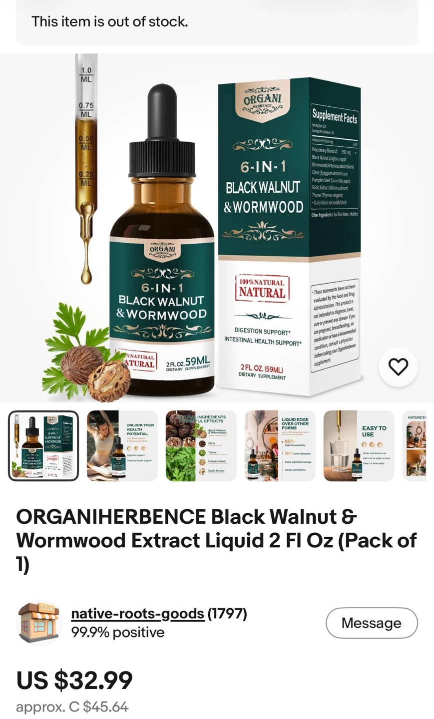 ORGANIHERBENCE Black Walnut & Wormwood Extract Liquid