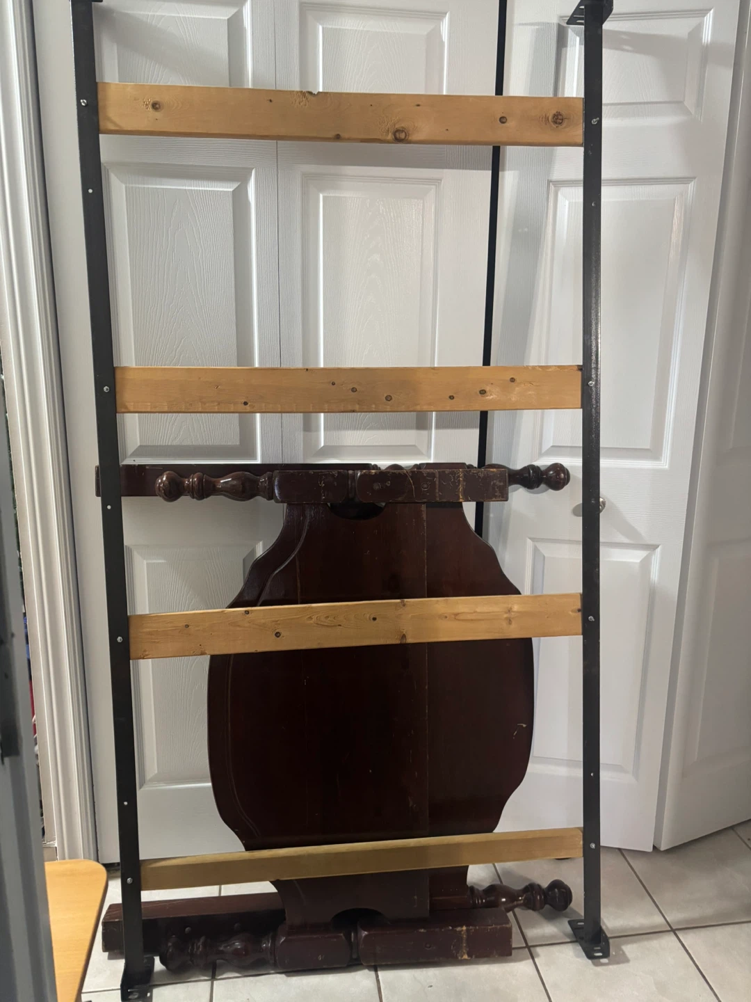 Metal Bed Frame and Wood Headboard