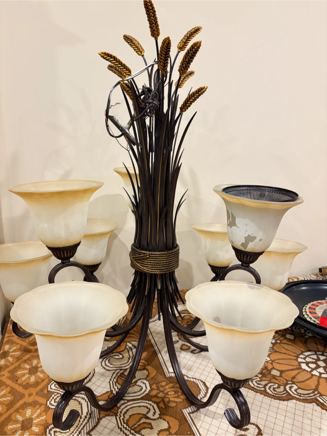 Rustic Wheat Motif 9 Light Chandelier - photo 2