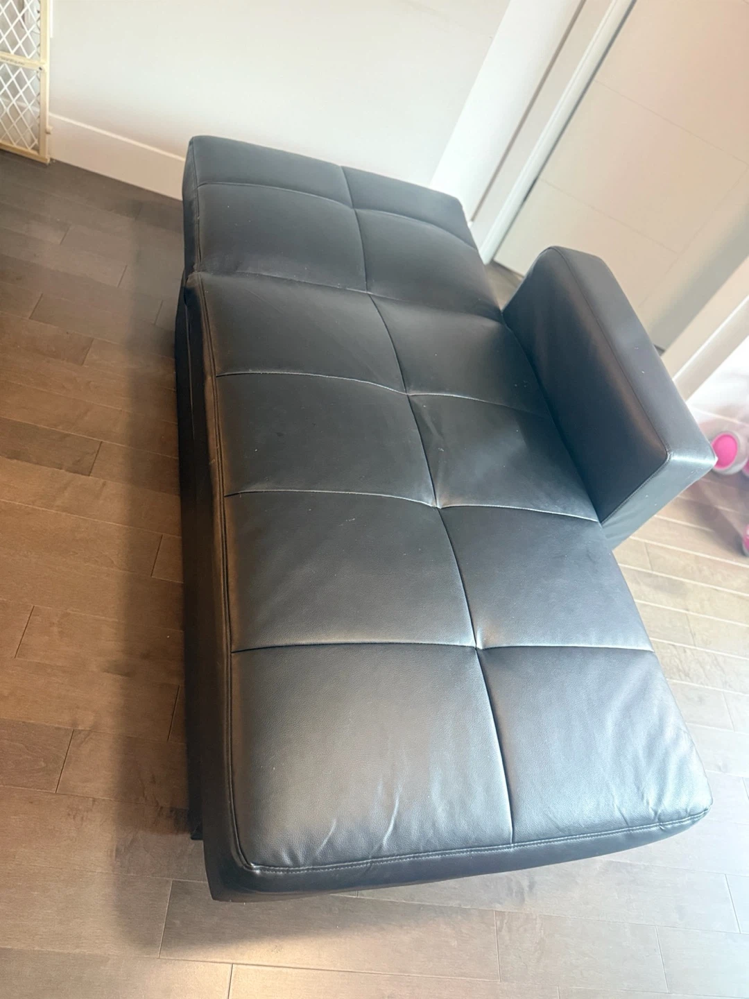 Black Faux Leather Storage Chaise