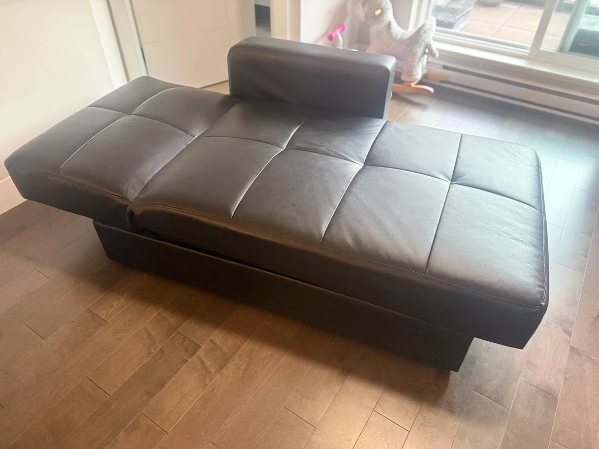Black Faux Leather Storage Chaise - photo 2