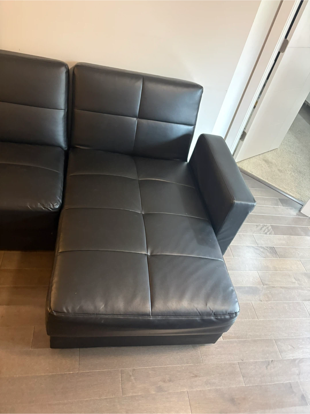 Black Faux Leather Storage Chaise - photo 4