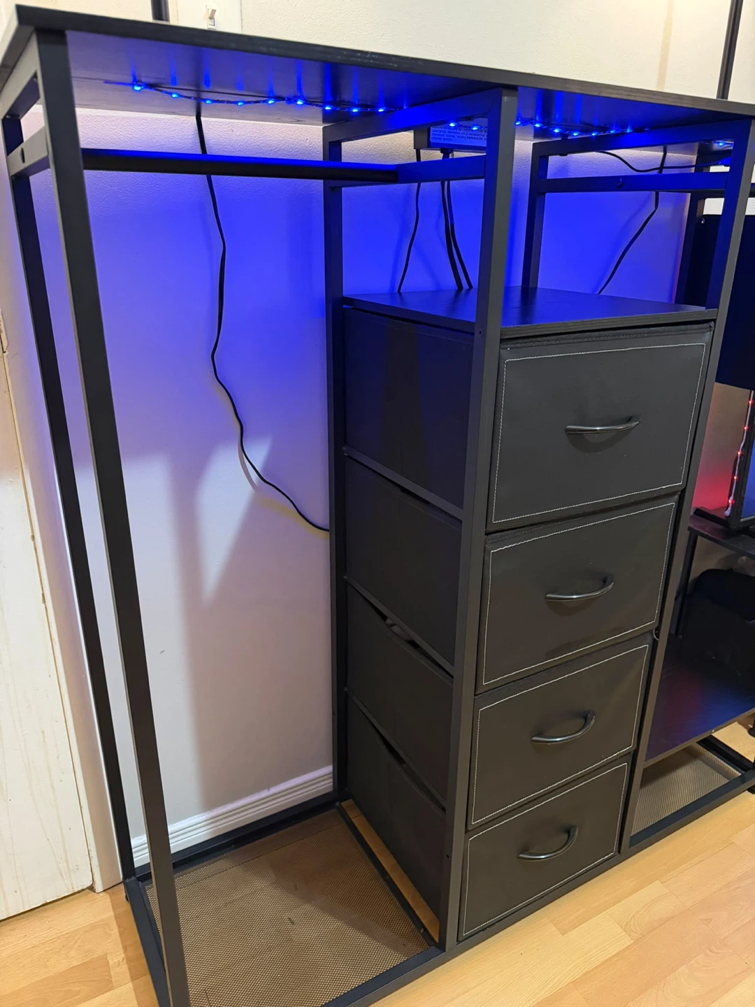 Black Fabric Drawer Storage Organizer with Power Outlets - photo 2