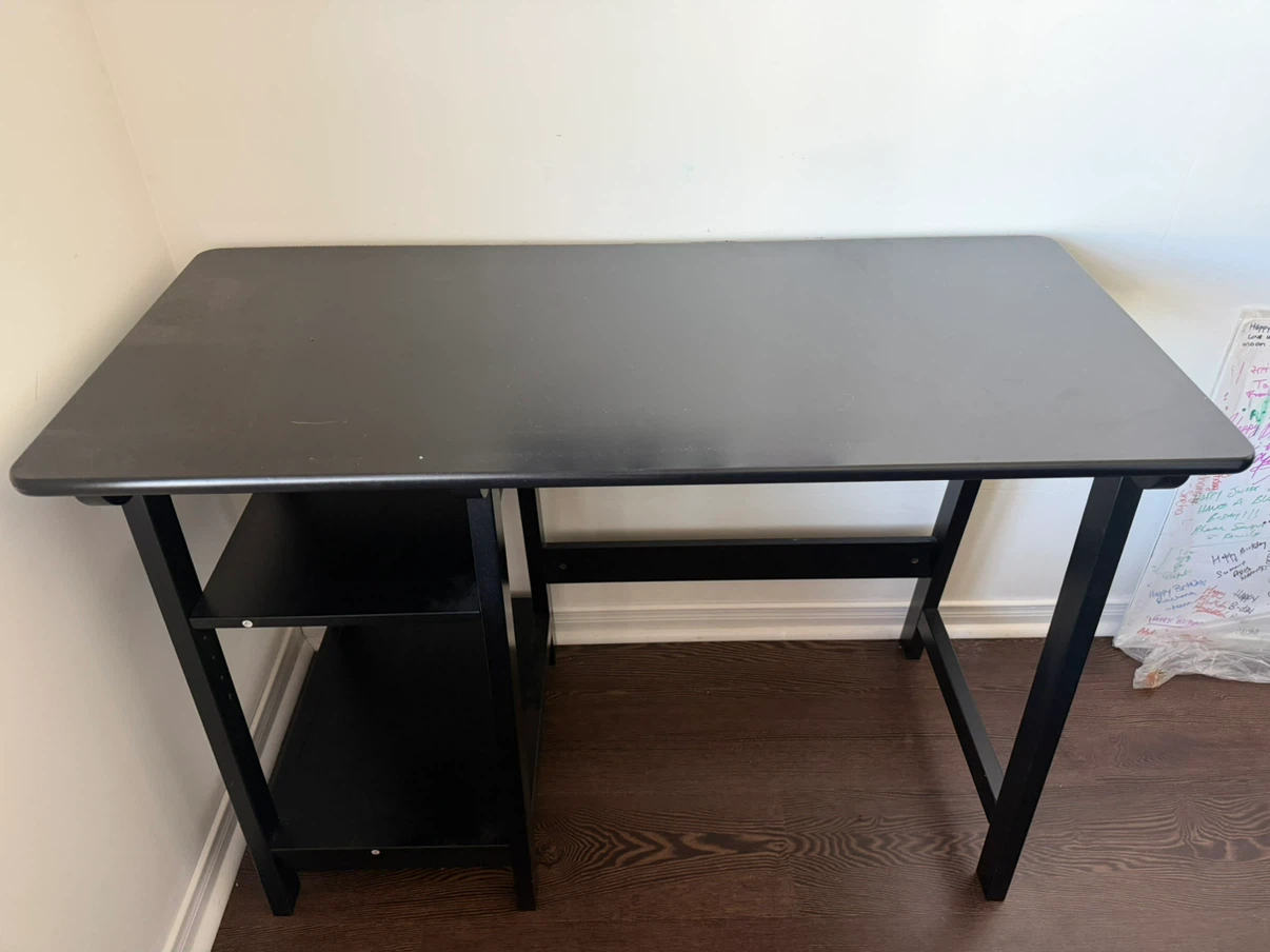 Black Study/Work Desk with Shelving – Great Condition