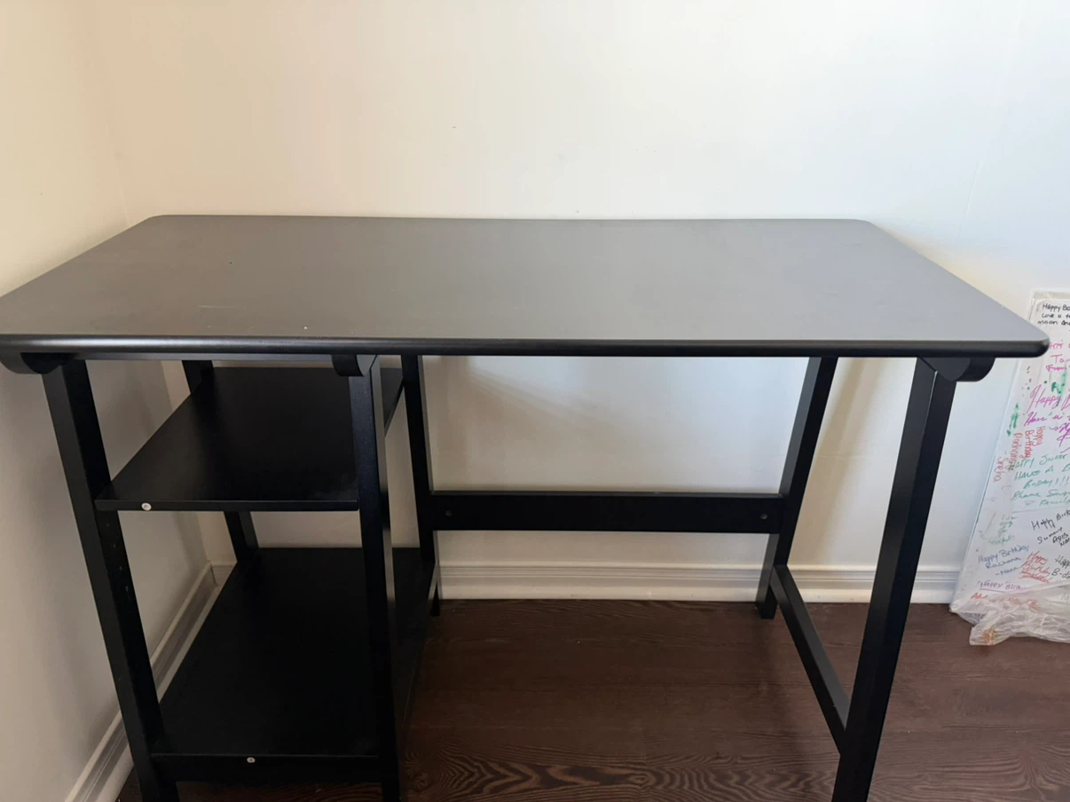 Black Study/Work Desk with Shelving – Great Condition - photo 2