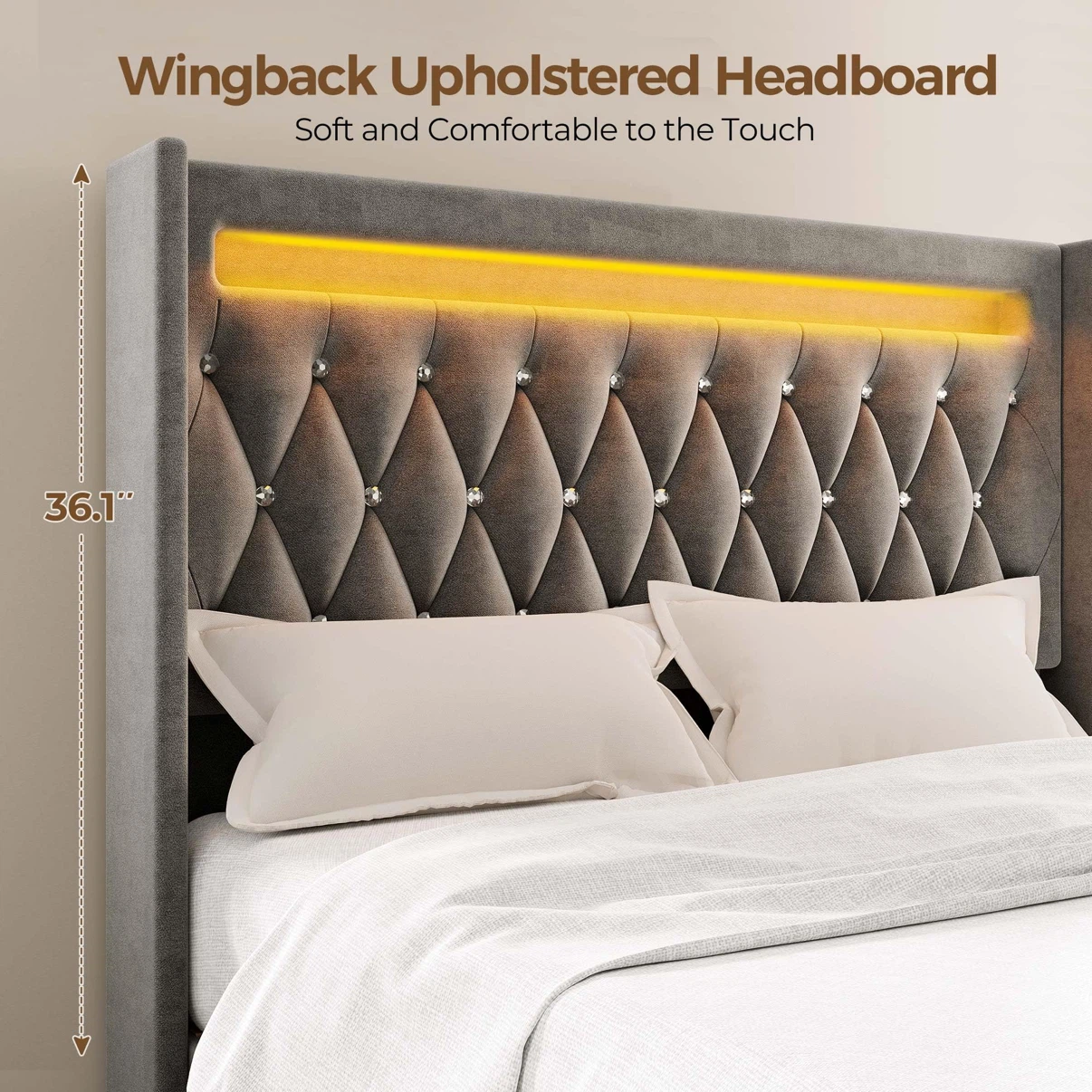 Rolanstar Twin Bed Frame with LED Light and Charging Station - photo 4