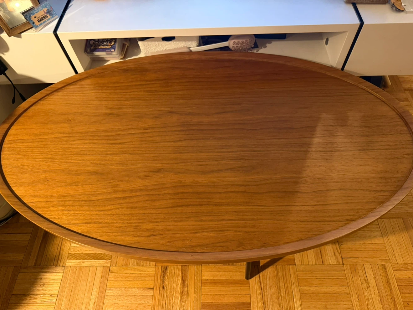 Oval Wood Coffee Table with Black Metal Legs - photo 2