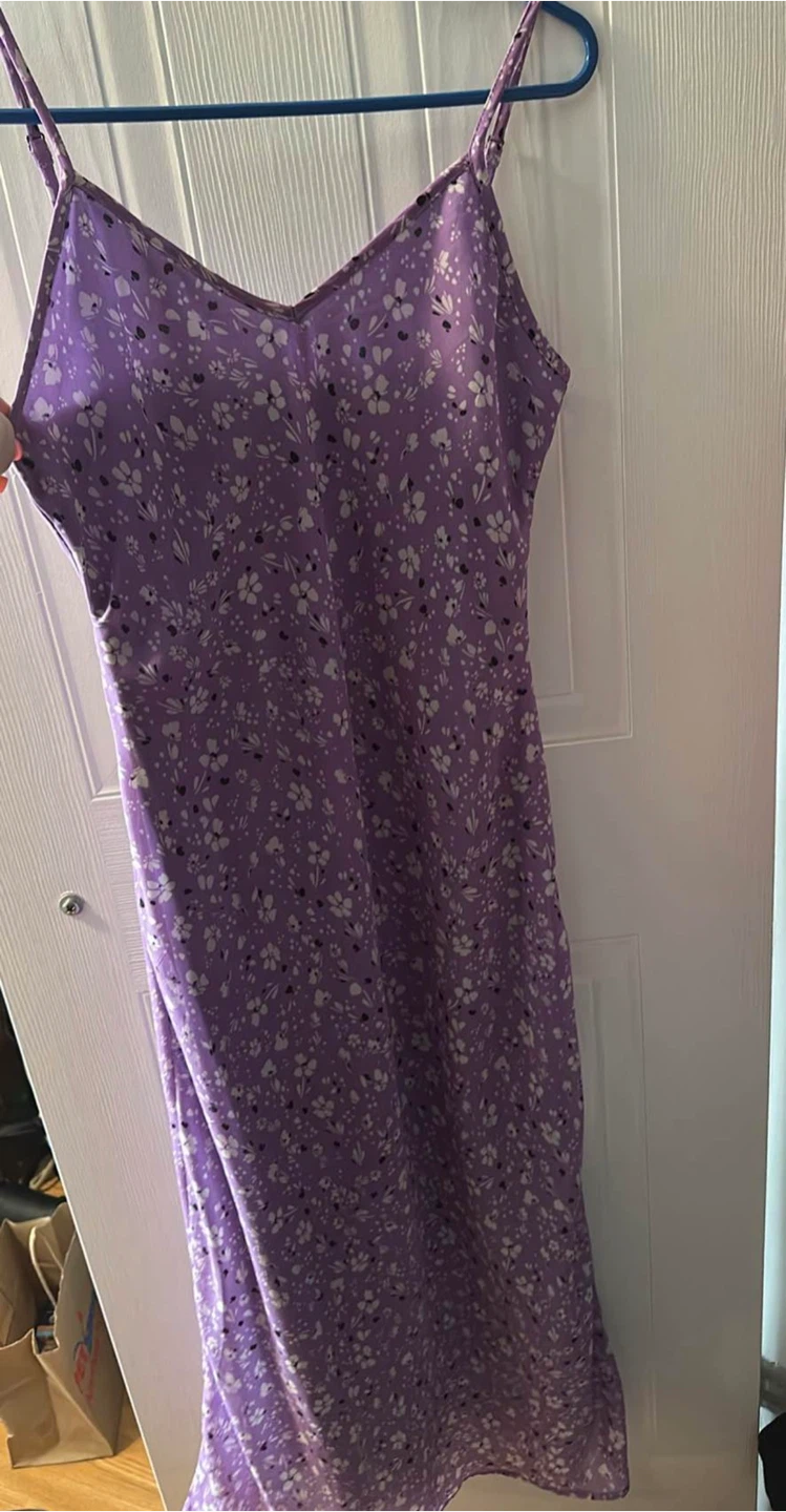 Purple Floral Midi Dress