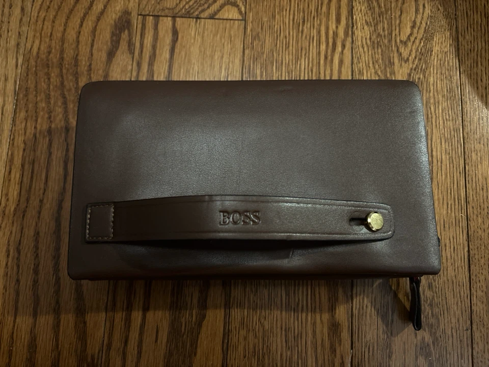 Hugo Boss Brown Leather Travel Organizer Wallet