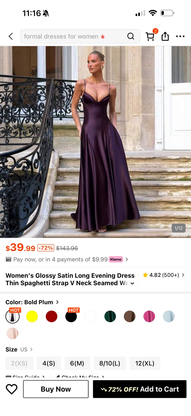 Glossy Satin Long Evening Dress in Bold Plum - photo 4
