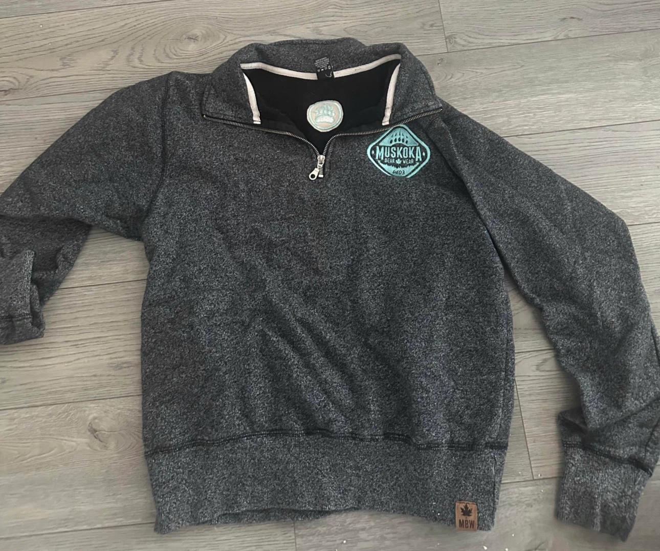 Muskoka Bear Wear Grey Quarter-Zip Sweater