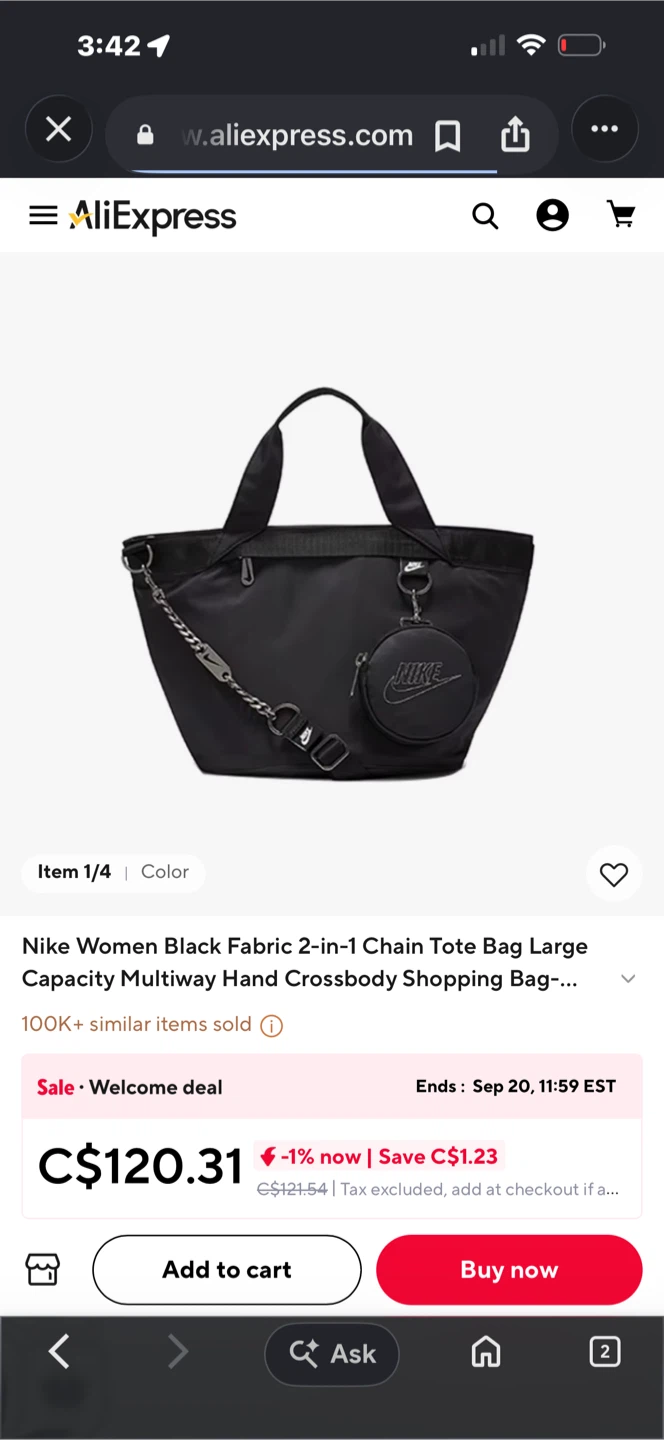 Nike Black 2-in-1 Chain Tote Bag - photo 2
