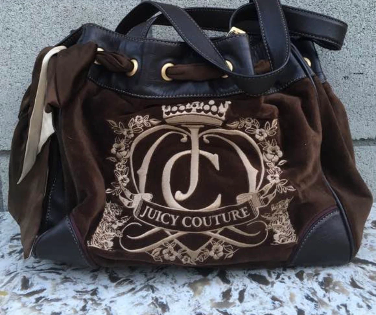 Juicy Couture Brown Velour Shoulder Bag