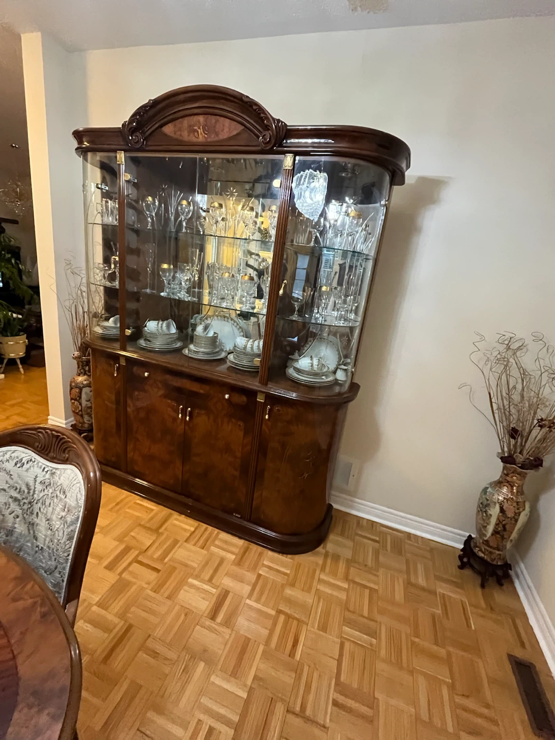 Large Wooden Curio Cabinet