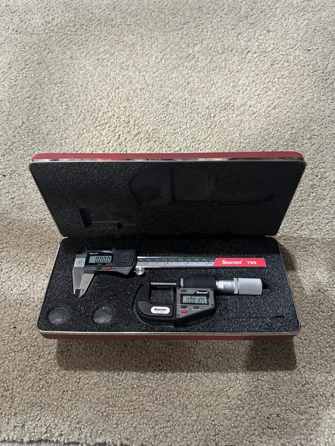 Starrett 799 Electronic Caliper and 3732 Micrometer Set