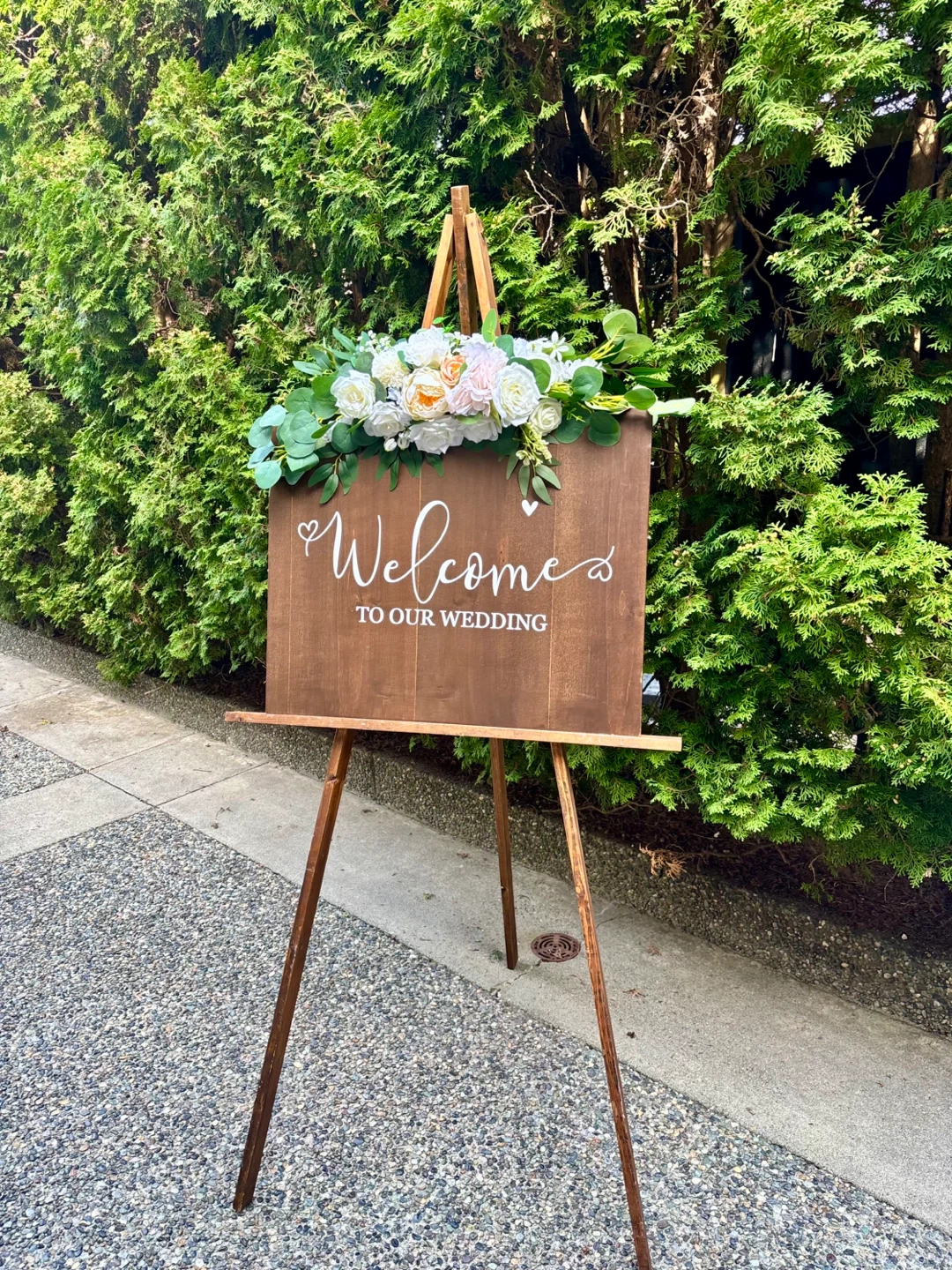 Wooden wedding sign sign faux flowers